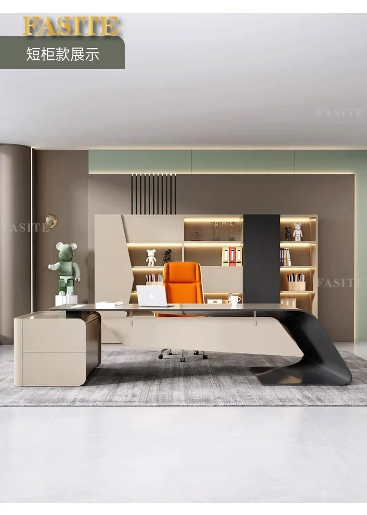 High-end Lacquered Boss Desk, Stylish Atmosphere, Modern and Simple Office Desk, High-end Workbench