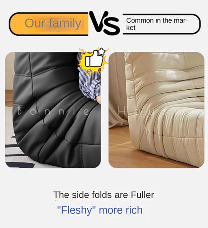 Black caterpillar sofa lazy single leisure chair togo original small apartment balcony living room lying down leather