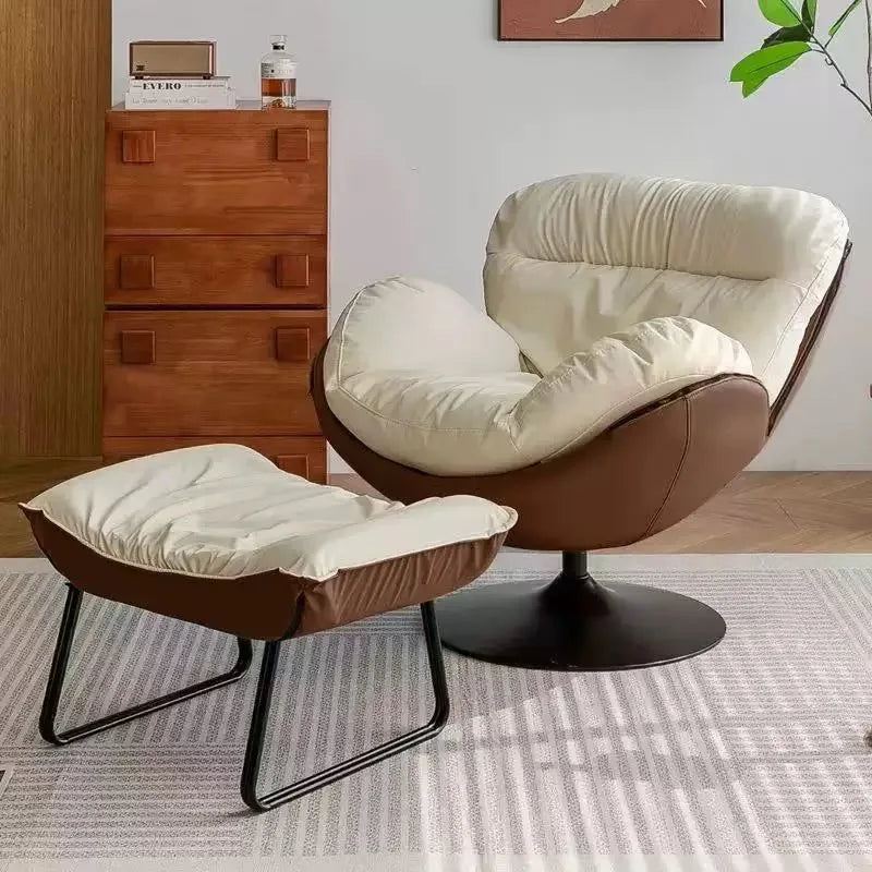 Modern Luxury Rotating Single Sofa Chair Lounge Chair Lazy Recliner Living Room Seat Lounge Bedroom 360 Degree Leather Designer