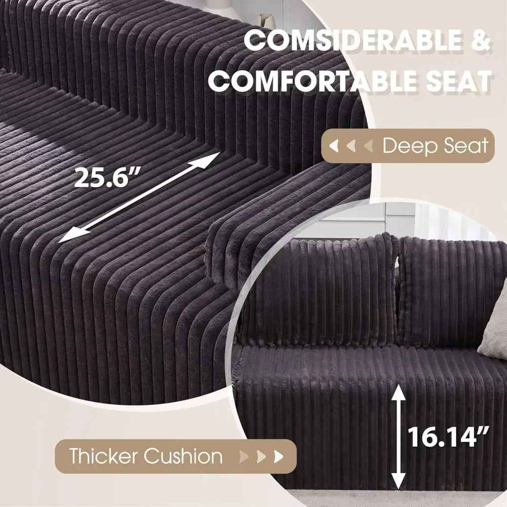 96” L-Shape Memory Foam Sectional Sofa 3 Seat Modular Couch for Living Room - Extra Long Comfortable Couch for Large Spaces