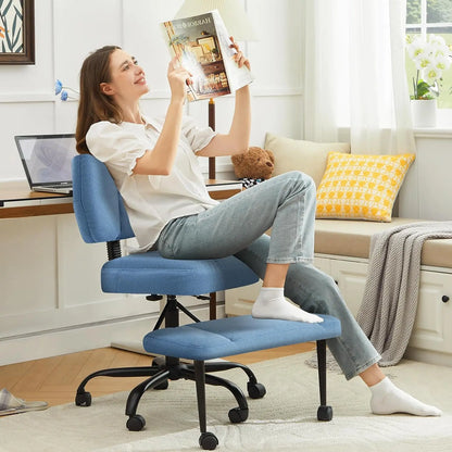 Cross Leg Chair - Meditation Chair with Wheels, ADHD Chair, Height Adjustable Seat, Adjustable Footstool
