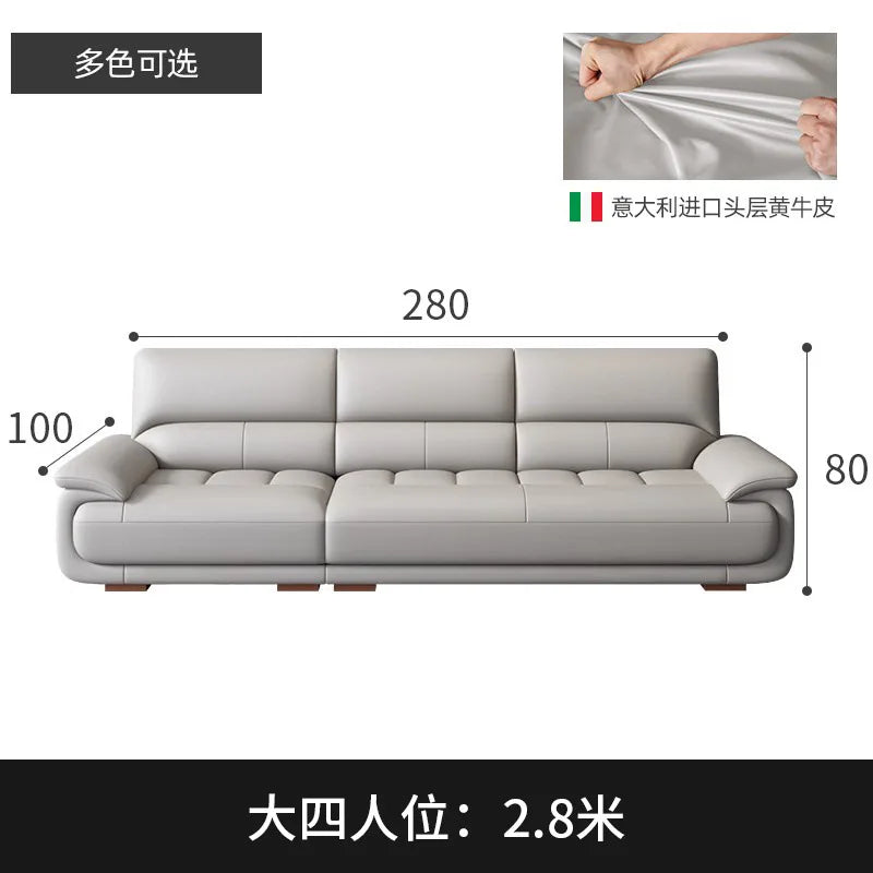 Premium Simple and modern combination imported concubine sofa size apartment living room first layer cowhide leather art sofa
