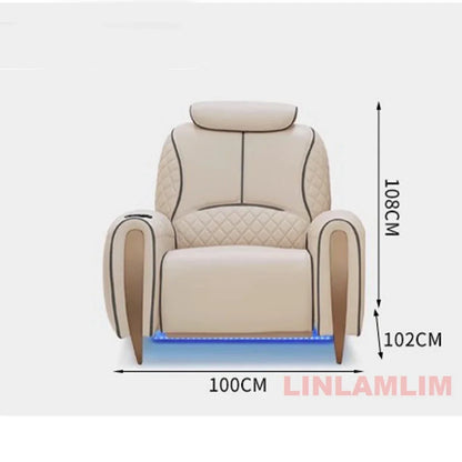 Luxury Electric Recliner Theater Seating Sofa – Modern Home Theater Chairs with LED Lighting, USB, Massage, Cooling Cup Holder