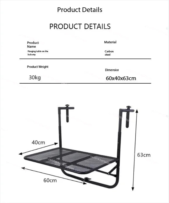 Balcony Railing Hanging Table Folding Lifting  Computer  Household Small Bar Desk Dining  Outdoor Guardrail