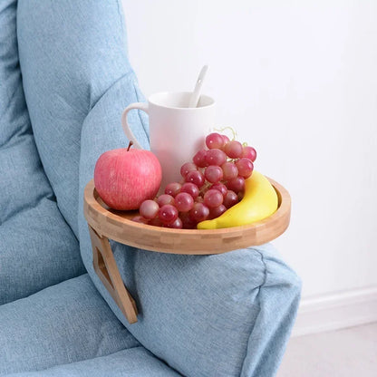 Storage Tray Table Sofa Armrest Clip-On Trays Natural wooden Sofa Tray Practical TV Snack Trays for Remote Control Drink Snacks