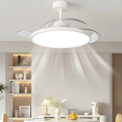 Ultra Thin Ceiling Fan lamps Retractable Fan Blade with Remote Control Fan for Room Bedroom Living Room Led Lighting AC95-260V