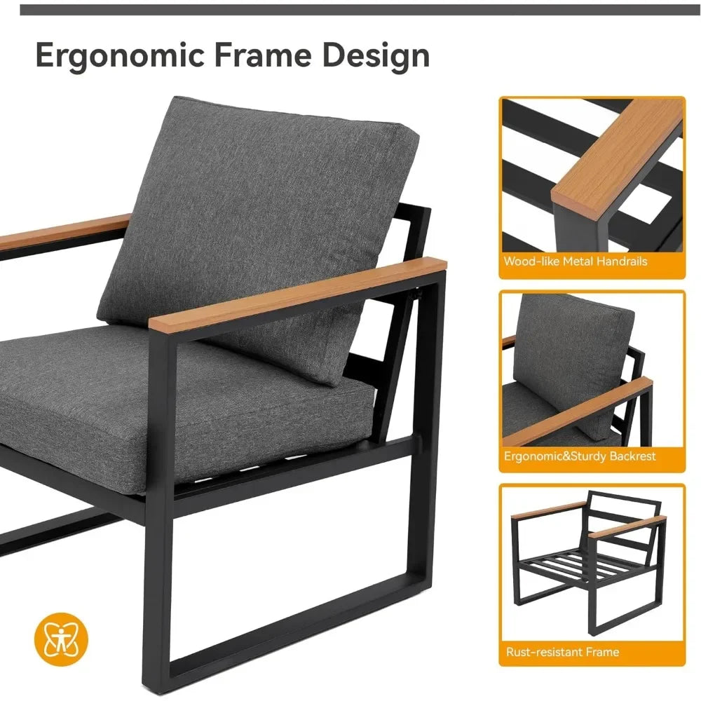 Patio Furniture Set, 4 Pieces Outdoor Patios Furnitures with Table Set, Patios Conversation Sets, Outdoor Patio Furniture Sets