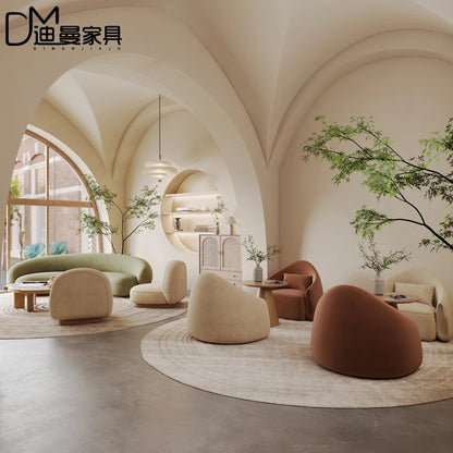 Cream wabi sandy wind reception negotiation fabric sofa