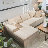 Sofa Relax in Comfort  Cloud-Like Corduroy Sectional Sofa with Chaise and Built-In Storage