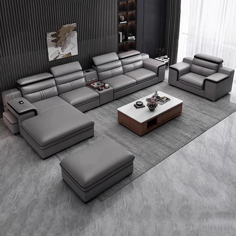 Genuine Leather Modern Sofas Luxury Classic Bedrooms Cinema Sofas Comfortable Straight Muebles Para El Hogar Home Accessories