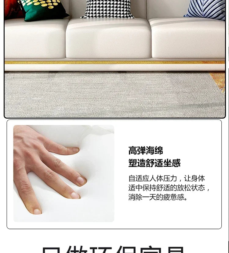 Custom Italian light luxury leather sofa living room combination size modern simple front American cowhide sofa