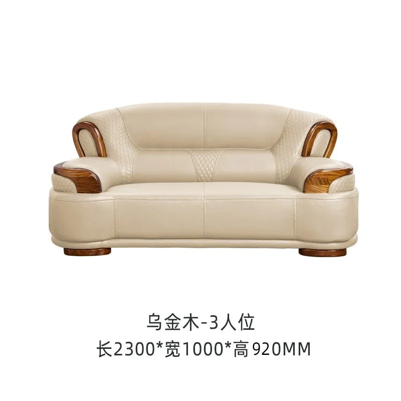 Designer Family Living Room Sofa Genuine Leather Sectional Floor Living Room Sofa Wood Minimalist Muebles Postmodern Furniture