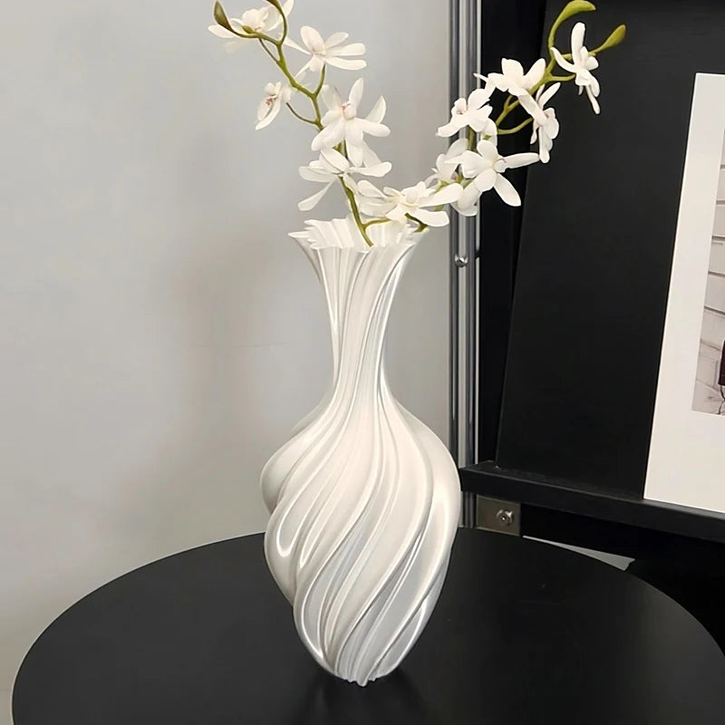 Modern Style Vase Room Decoration Plastic Flower Vase Wihte Black Flower Bottle Aesthetic Floral Arrangement Display Vase