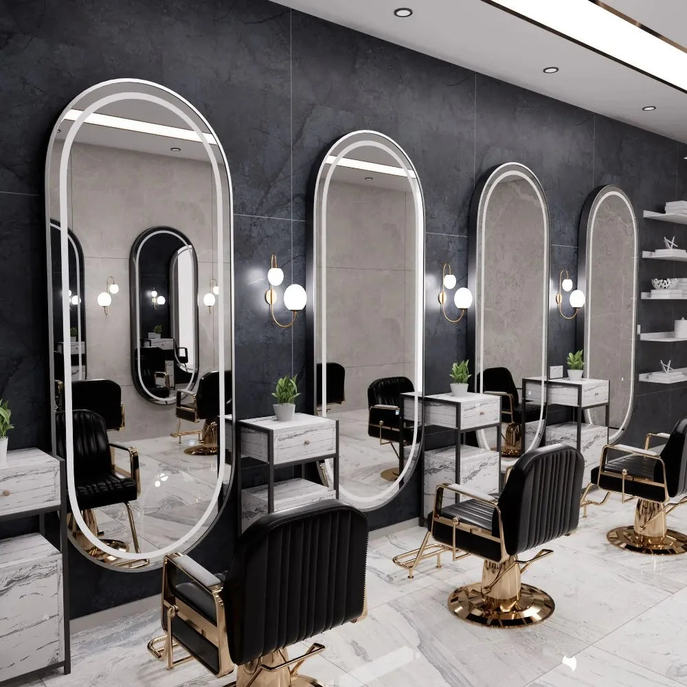 3PCS Professional LED Light Hair Salon Mirror - Large Modern Single-Sided Dressing Station for Barbershop  Styling