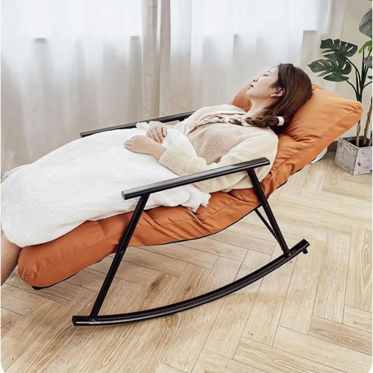 Lazy Rocking Chair Washable Technology Cloth Relaxation And Comfort Lounge Chairs 5 Angle Adjustment Detachable Recliner Chair
