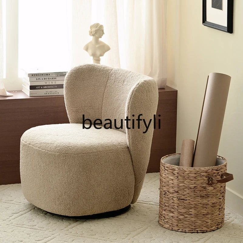 | Nordic living room single sofa chair retro study simple leisure chair rotatable