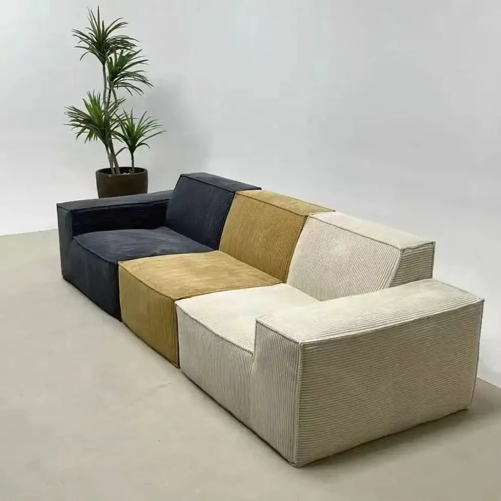 Set Vacuum Compression Combination Sofa Tofu Block Corduroy Fabric Pure Sponge Frameless Roll Up Living Room Export Pure