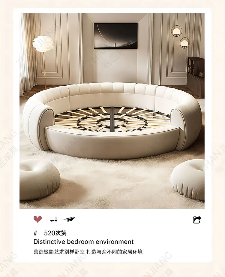 Round Confortable Bed Aesthetics Quality King Size Apartment Unique Bed Frame Modern Wedding Cama De Casal Bedroom Furniture