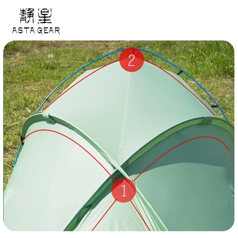 2 Person Ultralight Backpacking Tent 1.69kg 5000mm Waterproof 10D Nylon Triple Cross Pole Tent for Camping Hiking Trekking
