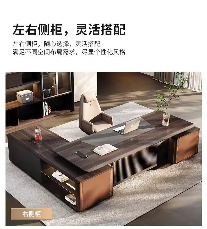 Boss Office President's Desk Light Luxury Advanced Sense Large Class Desk Furniture Chairperson's Office Desk And Chair Combinat