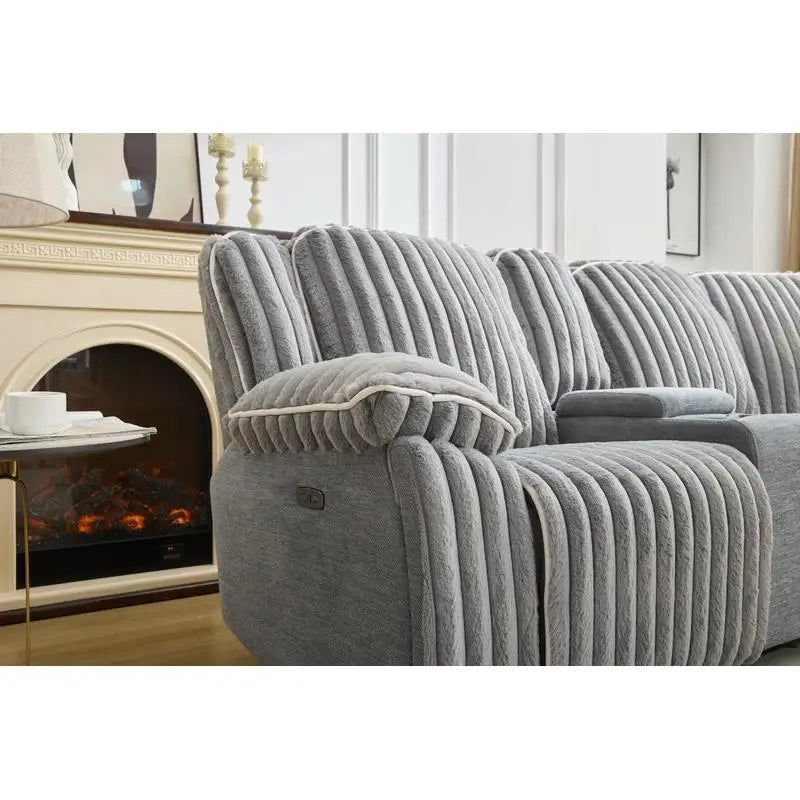 Grey Power Reclining Sectional Sofa Couch - Ultimate Comfort and Style for Your Living Room