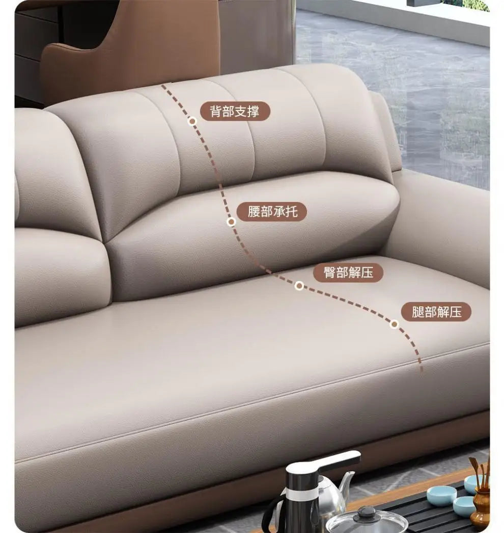 Leather latex office sofa, piano key combination sofa