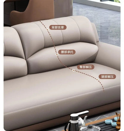 Leather latex office sofa, piano key combination sofa