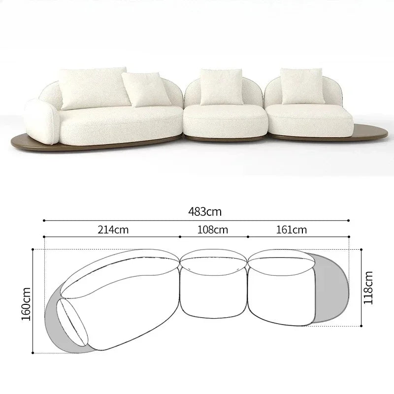 Living Room Coffee Table Designer Creative Three-person Log Style Furniture Modern Simple Modern Morocco Fabric Sectional Sofas