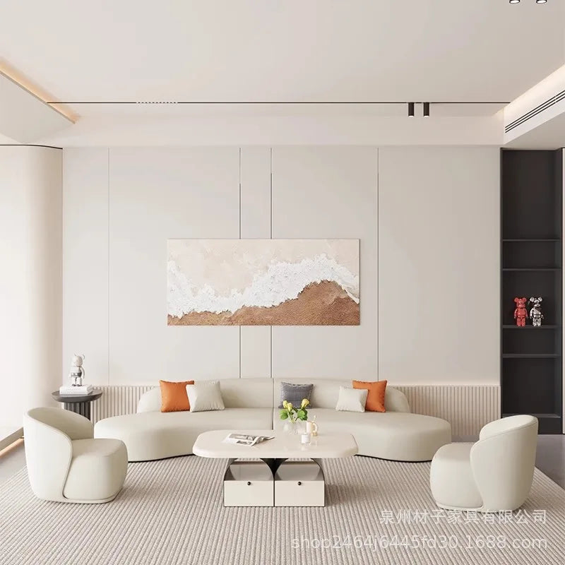 Nordic Fabric Sofa Office Business Reception Sofa Coffee Table Combination Beauty Salon Negotiation Leather Sofa
