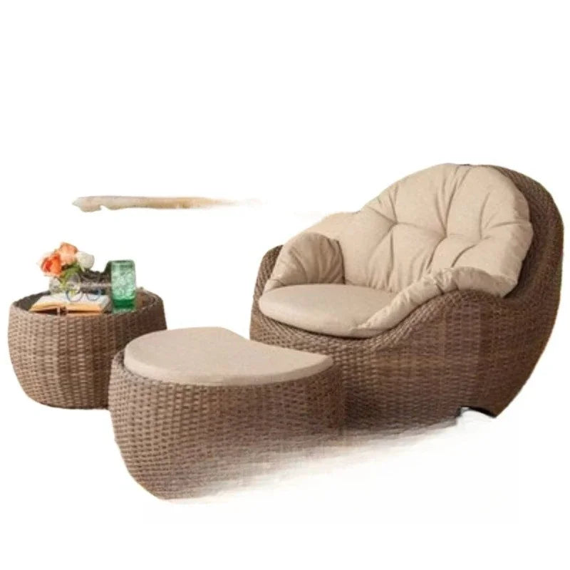 Outdoor rattan sofa combination living room table and chairs rattan furniture creative small apartment balcony lazy rattan sofa