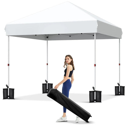 10x10 FT Pop Up Canopy Tent, Black Heavy Duty Waterproof Gazebo Shelter with Wheeled Carry Bag Portable Instant Sun Shade for Outdoor Parties, Events & Camping,Patio, Garden, Beach