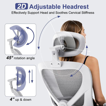 Ergonomic Mesh Office Chair, Flip Arms, Adjustable Headrest Lumbar & 90-120° Rocking Function, Customized
