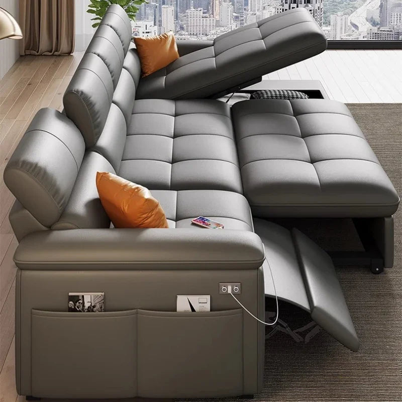 Designer Leather Sofa Living Room Ajustable Lounge Foldable Sofa Reclinable Modular Minimalist Woonkamer Banken Lounge Furniture