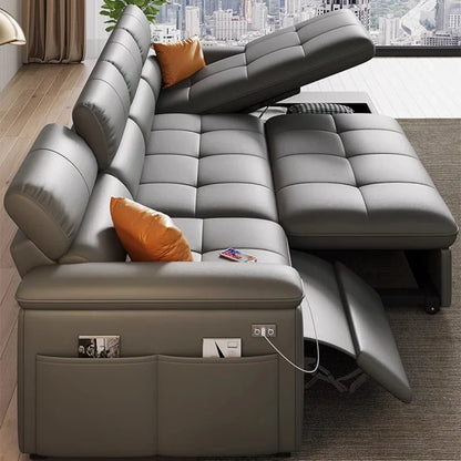 Designer Leather Sofa Living Room Ajustable Lounge Foldable Sofa Reclinable Modular Minimalist Woonkamer Banken Lounge Furniture