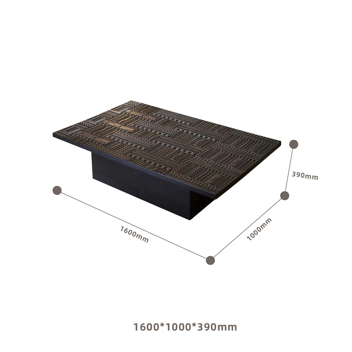 Retro coffee table light luxury high-end sense solid wood carving flower home living room minimalist 1.6 meters