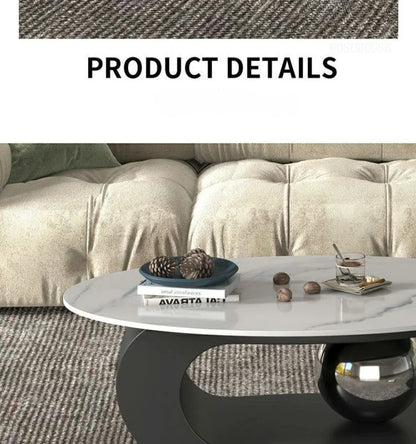 Bright Oval Coffee Tables for Tea Room Italian Rock Slab Easy To Clean Side Table Luxury Tables for Living Room a