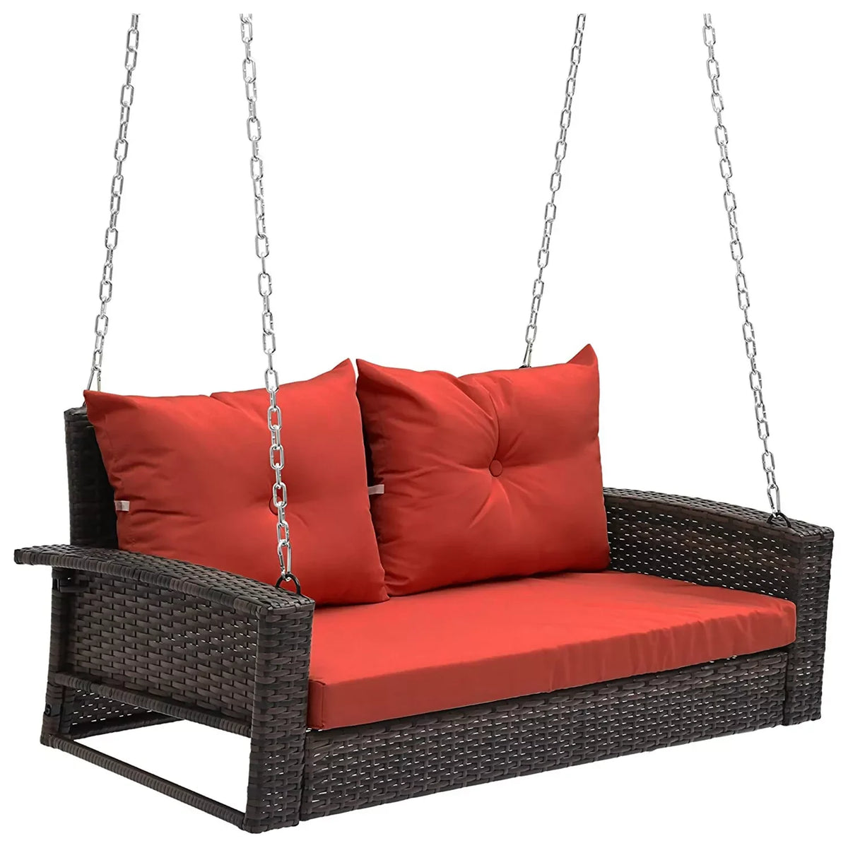 Hanging porch swing chair wicker rattan  lounge back cushion bench, porch replacement backrest tie for garden patio furniture