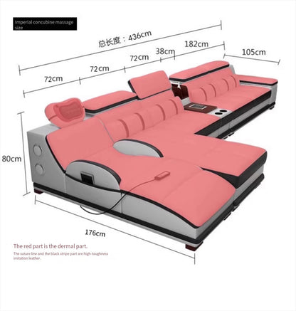 Massage Modern Leather Sofa Luxury Multi Functional Italian Recliner Sofa Couch Puffs Divano Da Soggiorno Living Room Furniture