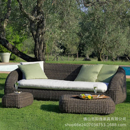Outdoor rattan sofa courtyard waterproof and sunscreen Nordic villa garden terrace leisure balcony rattan sofa