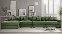 (UUX)155" Oversized Modular Sofa, Corduroy Cloud Couch Sectional with L Shape Chaise and 12 Throw Pillows, Upholste UQ