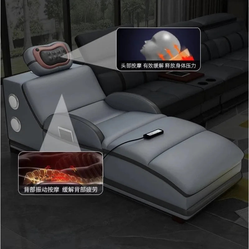 small apartment living room multi-functional massage light luxury Italian first layer cowhide 2024 new