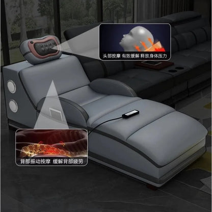 small apartment living room multi-functional massage light luxury Italian first layer cowhide 2024 new