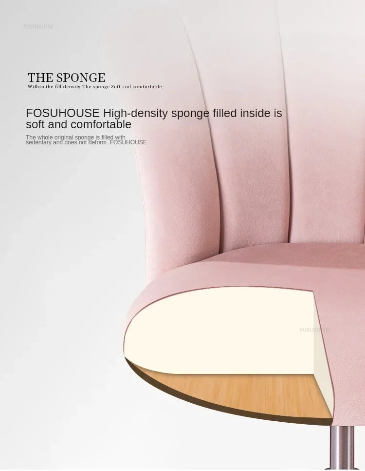 Rotatable Velvet Office Chair for Company Modern Soft Backrest Chair with Wheels Simple Creative Office Chairs for E-sports Room