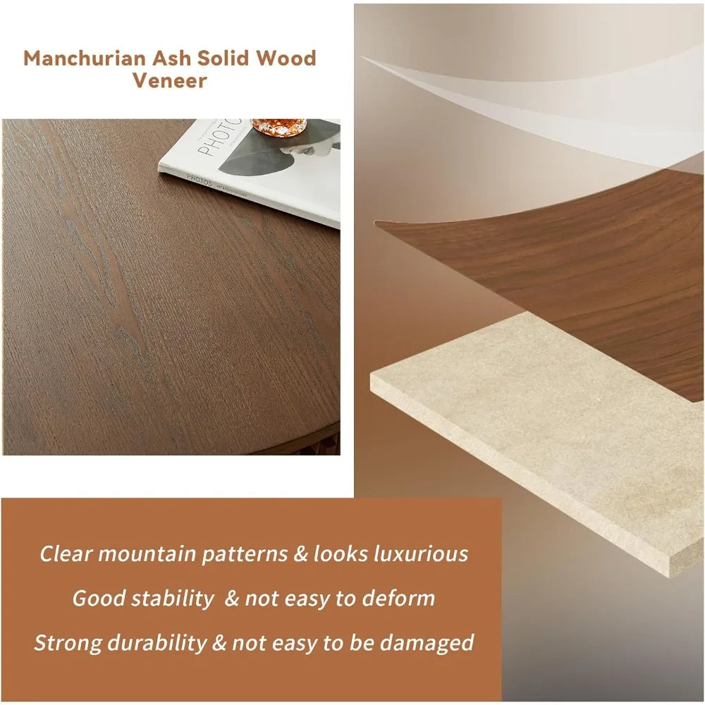 Round Coffee Table for Living Room,Fluted Drum Accent Tea Center Table with Storage,Circle Modern Coffee Tables for Small Space