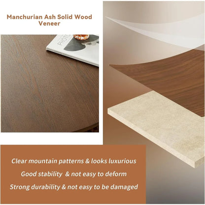 Round Coffee Table for Living Room,Fluted Drum Accent Tea Center Table with Storage,Circle Modern Coffee Tables for Small Space