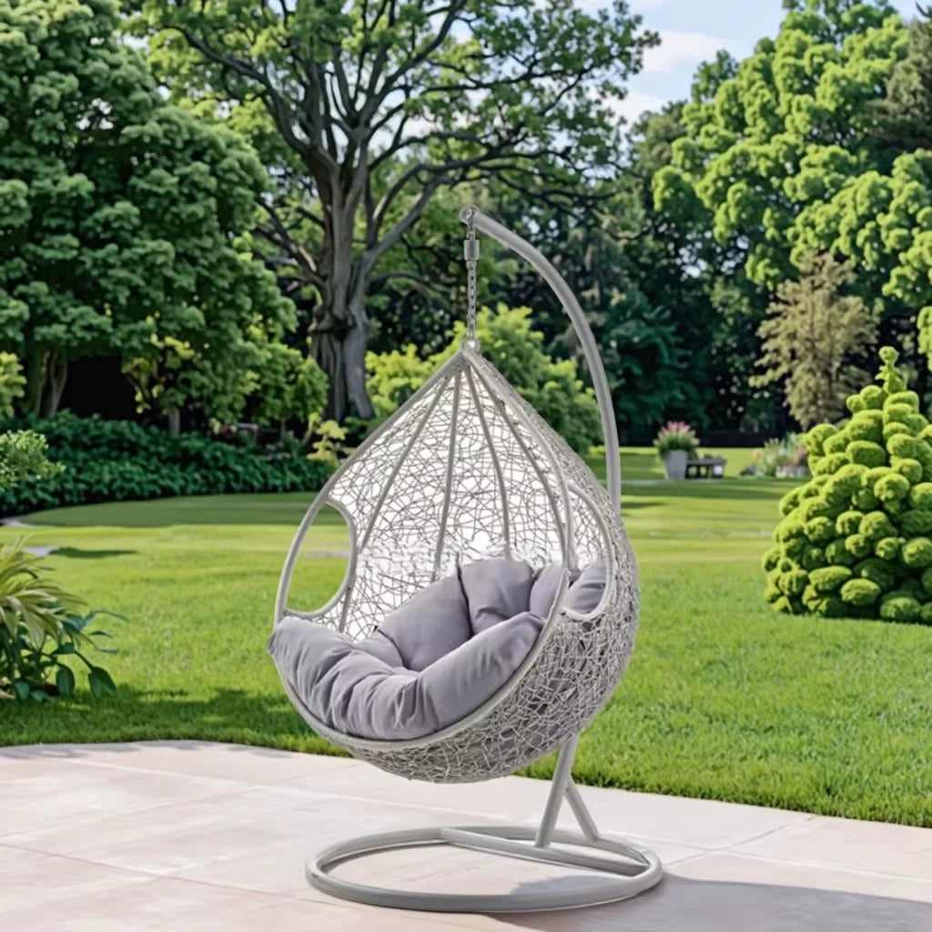 Modern Style Rattan Hanging Patio Metal Stand Swing Chair Hot Sale Furniture for Bedroom Indoor & Outdoor Use Furniture