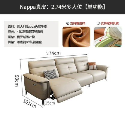 Vintage European Reclining Sofa Leather Office Designer Italiano Couch Adjustable Height Adults Sofa Inflavel Indoor Furniture