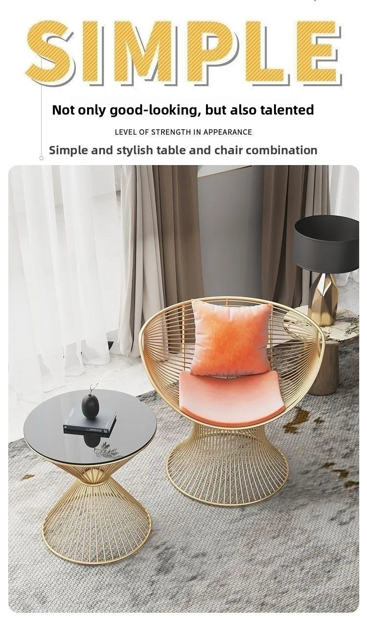 High-end stainless steel dining chair single sofa chair designer home living room wrought iron balcony