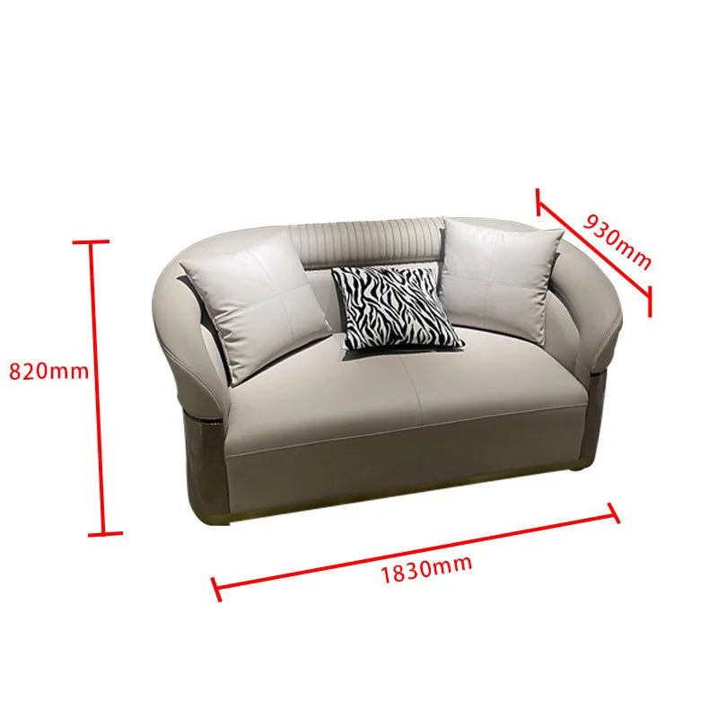 FF Italian Style Light Luxury Genuine Leather Sofa Villa Living Room Large and Small Suite Combination