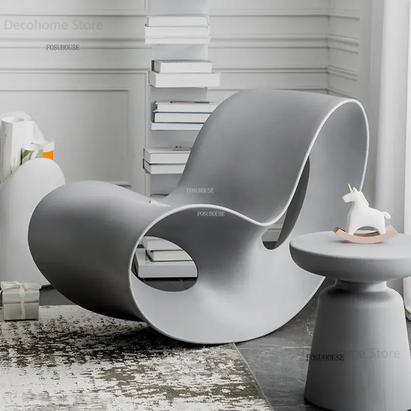 European Plastic Living Room Chairs Lazy Single Sofa Chair Designer Lounge Chair Living Room Furniture Creative Rocking Chair